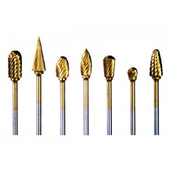 Buffalo Dental Gold Cap Lab Burs Flame 1/2" TNT-Coated Dual Cut Regular Carbide Bur w/ 1/4" Shank